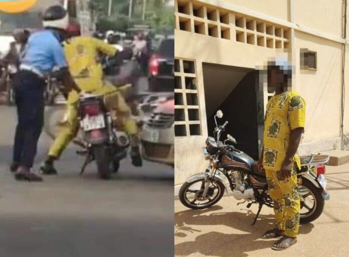 Togo : Un conducteur de moto arrêté pour rébellion et violences envers un policier (Vidéo)