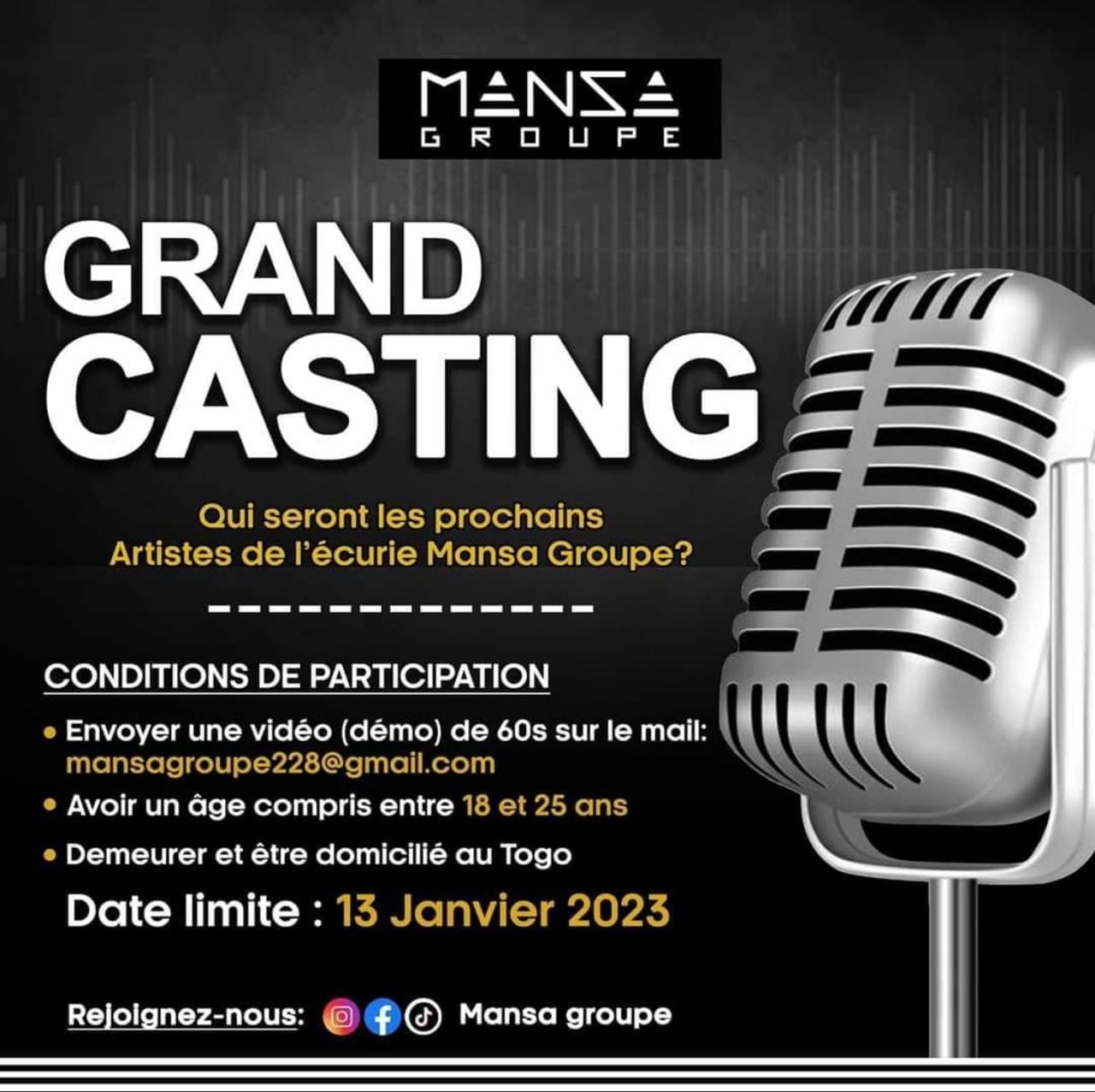 Mansa Groupe : L'ancienne maison de production de Santrinos lance un casting